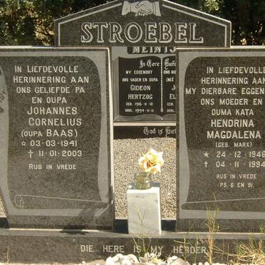 STROEBEL Johannes Cornelius 1941-2003 &amp; Hendrina Magdalena MARX 1946-1994