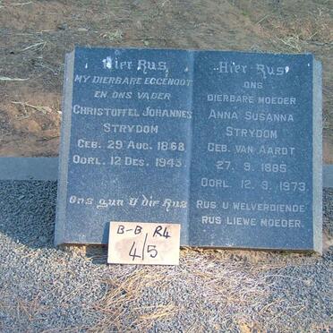 STRYDOM Christoffel Johannes 1868-1943 &amp; Anna Susanna VAN AARDT 1885-1973
