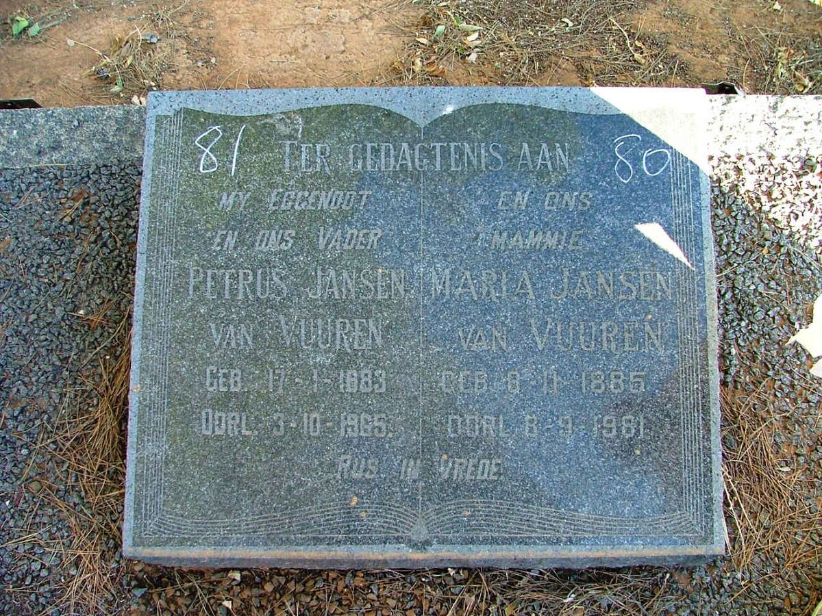 VUUREN Petrus, Jansen van 1883-1965 &amp; Maria 1885-1981