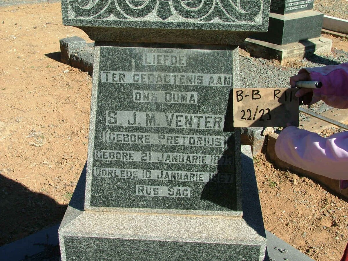 VENTER S.J.M. nee PRETORIUS 1873-1967