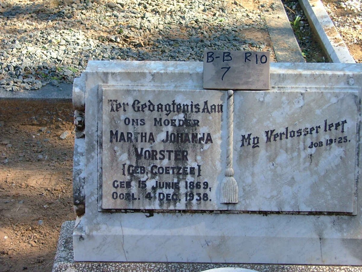 VORSTER Martha Johanna nee COETZEE 1869-1938