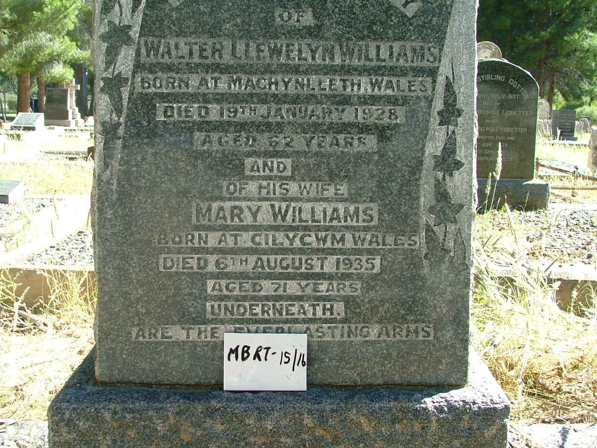 WILLIAMS Walter Llewelyn -1928 &amp; Mary - 1935
