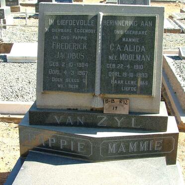 ZYL Frederick Jacobus, van 1904-1967 &amp; C.A. Alida MOOLMAN 1910-1993
