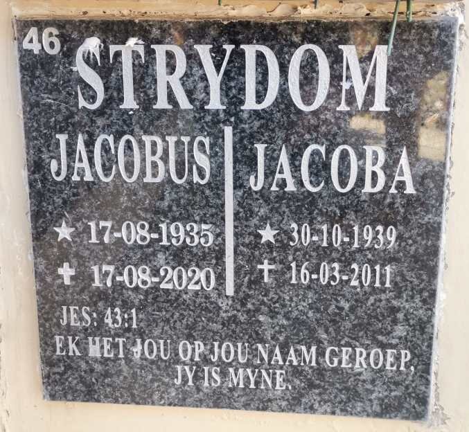 STRYDOM Jacobus 1935-2020 &amp; Jacoba 1939-2011