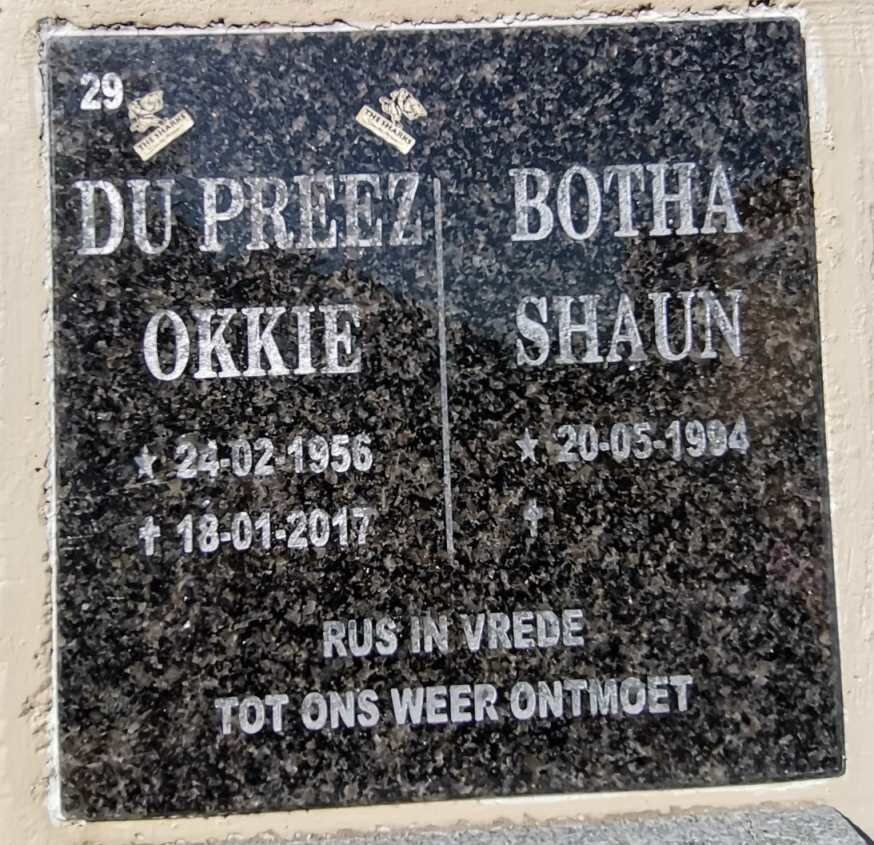 PREEZ Okkie, du 1956-2017 :: BOTHA Shaun 1994-