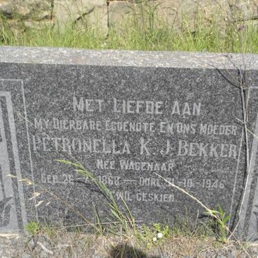 BEKKER Petronella K.J. nee WAGENAAR 1868-1946