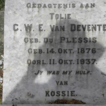 DEVENTER C.W.E., van nee DU PLESSIS 1876-1937