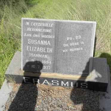 ERASMUS Susanna Elizabeth nee HAMMAN 1894-1977