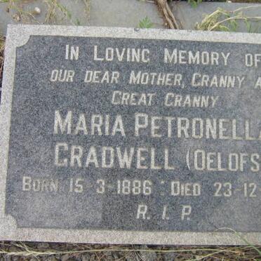 GRADWELL Maria Petronella nee OELOFSE 1886-1980