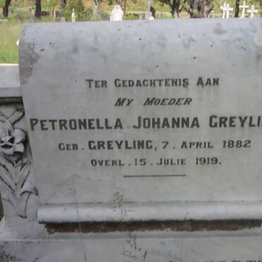 GREYLING Petronella Johanna nee GREYLING 1882-1919