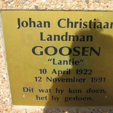 GOOSEN Johan Christiaan Landman 1922-1991