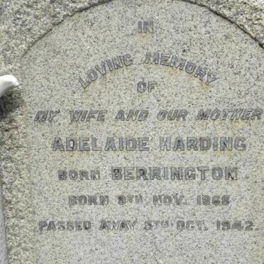 HARDING Adelaide nee BERRINGTON 1868-1942