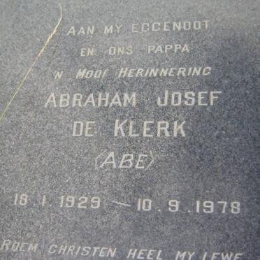 KLERK Abraham Josef, de 1929-1978