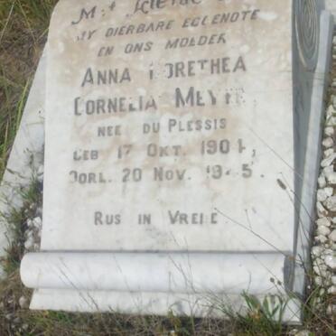 MEYER Anna Dorethea Cornelia nee DU PLESSIS 1904-1945