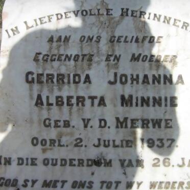 MINNIE Gerrida Johanna Alberta nee V.D. MERWE -1937