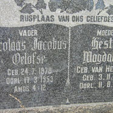 OELOFSE Nicolaas Jacobus 1878-1953 &amp; Hester Magdalena VAN HEERDEN 1881-1959