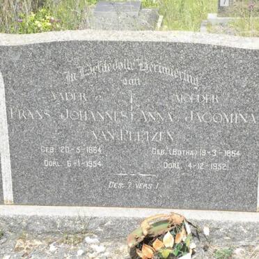 PLETZEN Frans Johannes, van 1864-1954 &amp; Anna Jacomina BOTHA 1864-1952