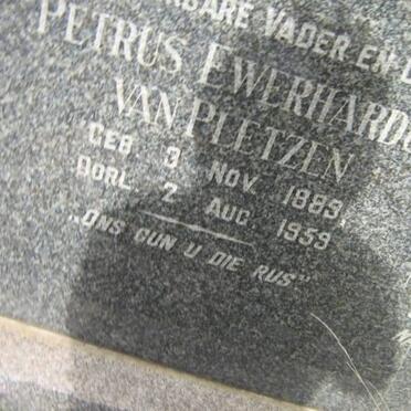 PLETZEN Petrus Ewerhardus, van 1889-1959 &amp; Sophia S.J. HATTINGH 1894-1953