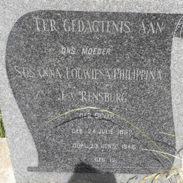 RENSBURG Susanna Louwiesa Philippina J.v.,  nee GEYER 1862-1948