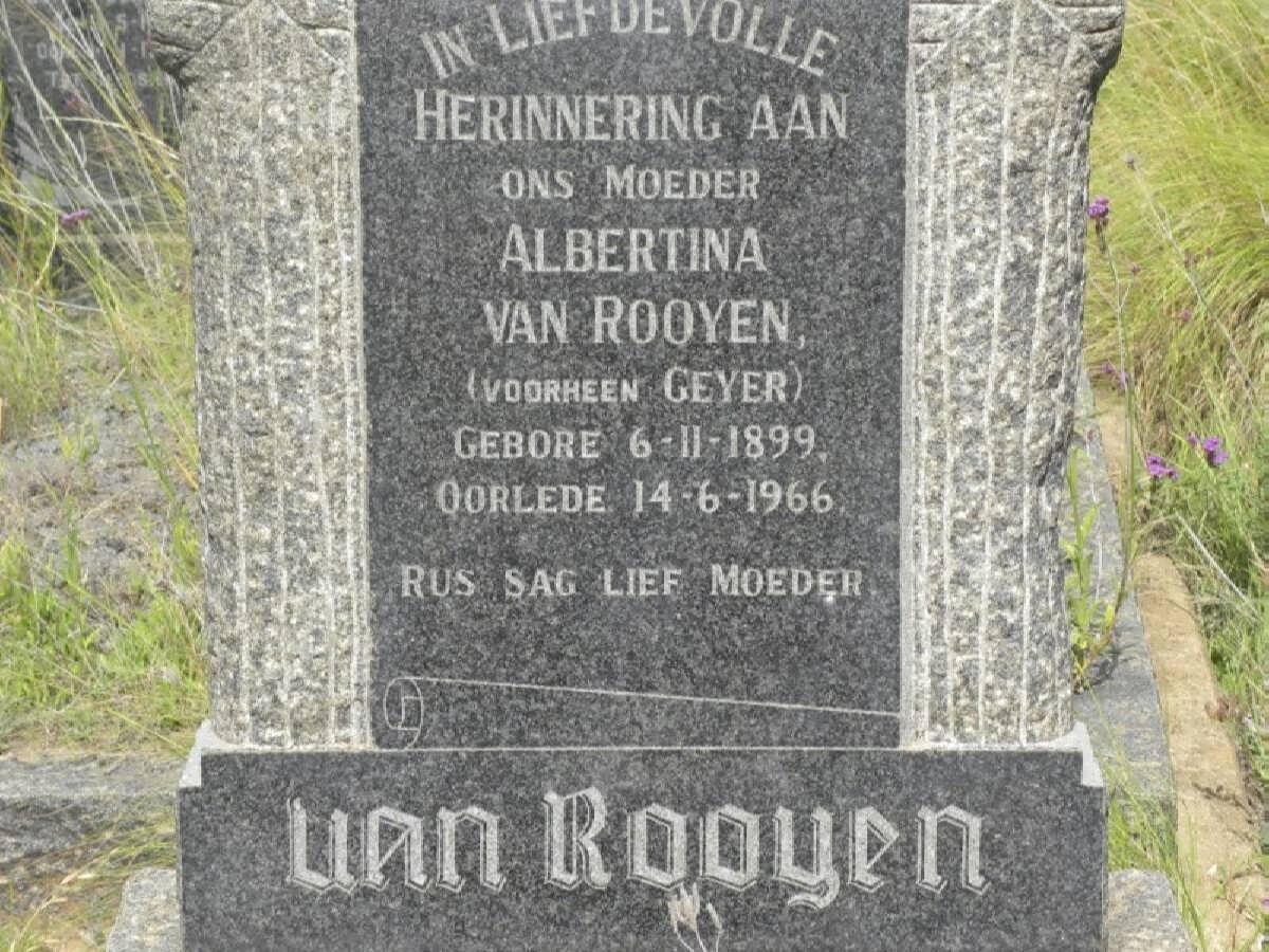 ROOYEN Albertina, van formerly GEYER 1899-1966