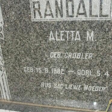 RANDALL Aletta M. nee GROBLER 1882-1972