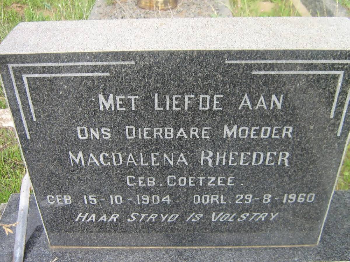 RHEEDER Magdalena nee COETZEE 1904-1960