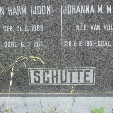 SCHUTTE Jan Harm 1888-1971 &amp; Johanna M.M. VAN VUUREN 1891-1979