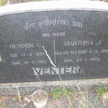 VENTER Hendrik G. 1895-1965 &amp; Marthina J. DU PLESSIS 1901-1975