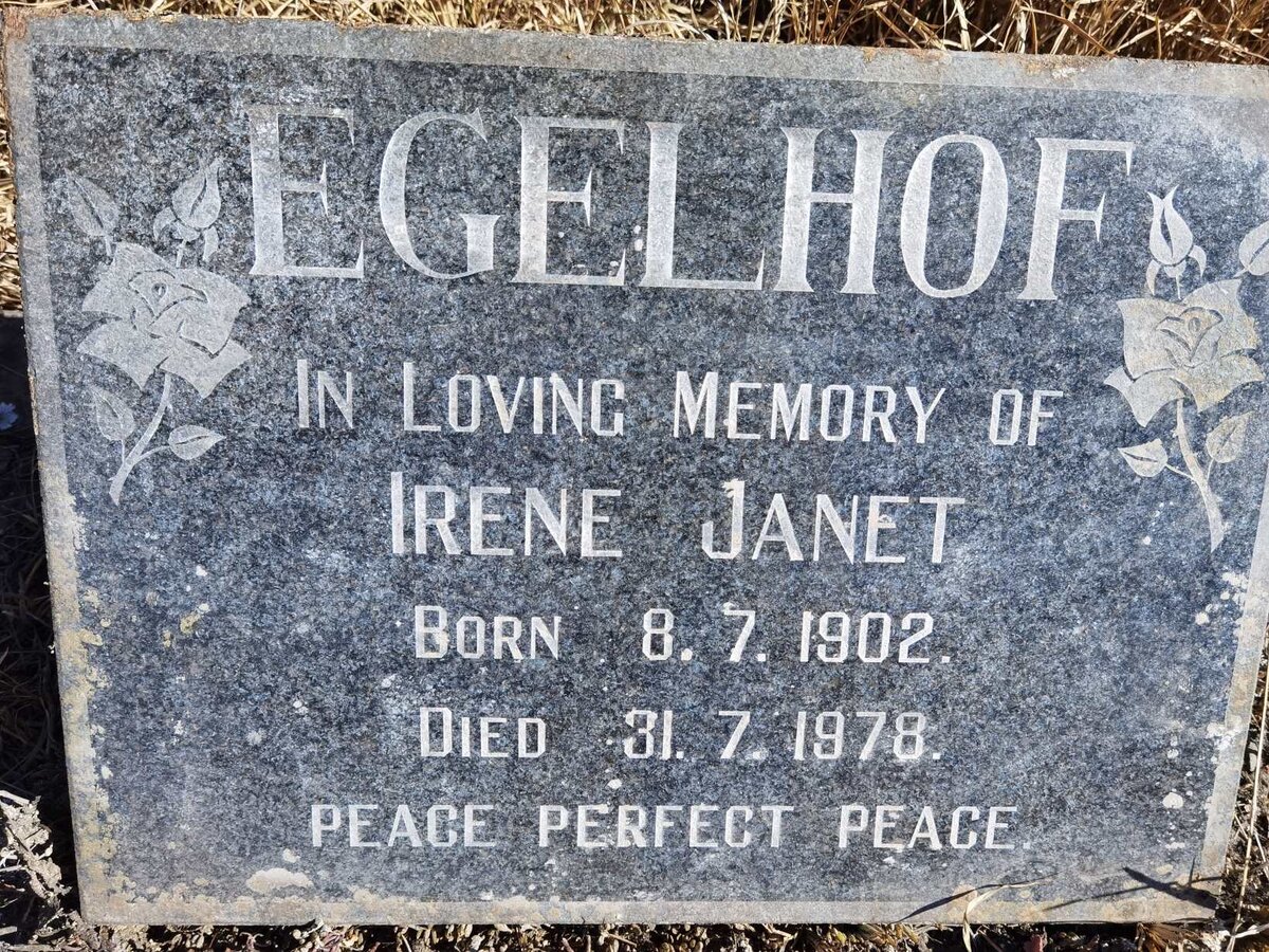 EGELHOF Irene Janet 1902-1978