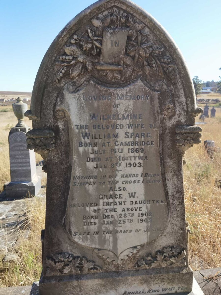 SPARG Wilhelmine 1869-1903 :: SPARG Grace W. 1902-1903