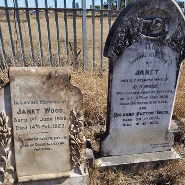 WOOD Orlando Sutton 1874-1932 &amp; Janet -1908 :: WOOD Janet 1908-1922