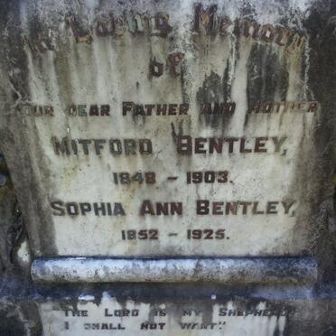 BENTLEY Mitford 1848-1903 &amp; Sophia Ann 1852-1925