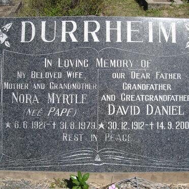 DURRHEIM David Daniel 1912-2000 &amp;  Nora Myrtle PAPE 1921-1979