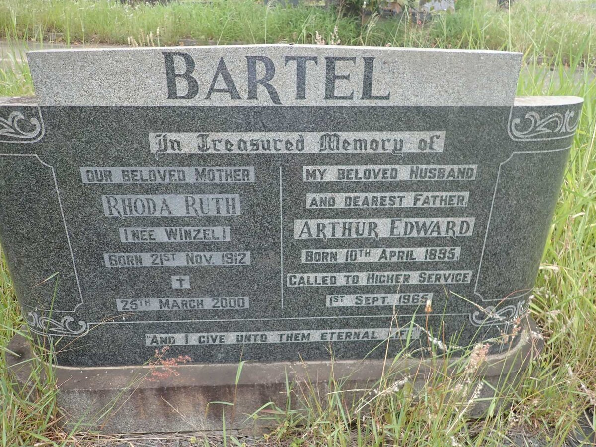 BARTEL Arthur Edward 1895-1965 &amp; Rhoda Ruth WINZEL 1912-2000