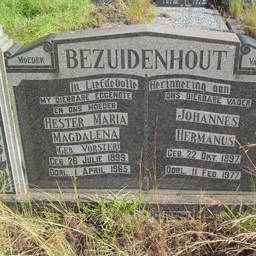 BEZUIDENHOUT Johannes Hermanus 1897-1977 &amp; Hester Maria Magdalena VORSTER 1899-1965
