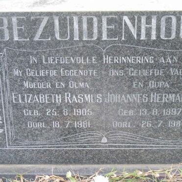BEZUIDENHOUT Johannes Hermanus 1897-1984 &amp; Elizabeth Rasmus 1905-1981