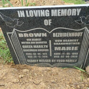 BEZUIDENHOUT Marie 1949-2020 :: BROWN Queen Marylin 1972-2019