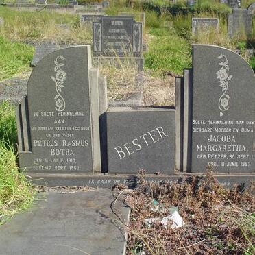 BESTER Petrus Rasmus Botha 1910-1963 &amp; Jacoba Margaretha PETZER 1914-1982