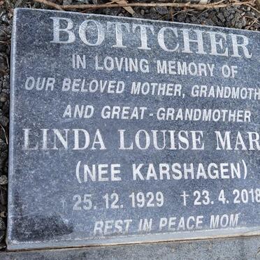 BOTTCHER Linda Louise Maria nee KARSHAGEN 1929-2018