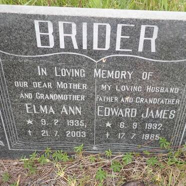 BRIDER Edward James 1932-1985 &amp; Elma Ann 1935-2003