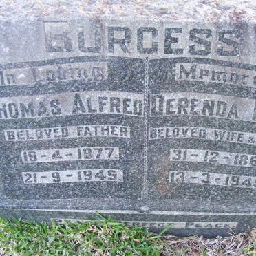 BURGESS Thomas Alfred 1877-1949 &amp; Derenda Rose 1887-1949