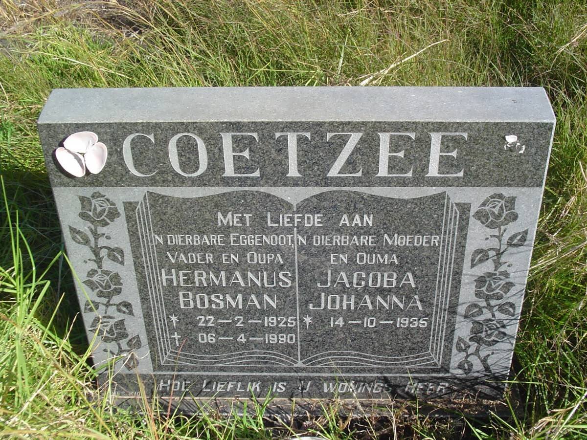 COETZEE Hermanus Bosman 1925-1990 &amp; Jacoba Johanna 1935-