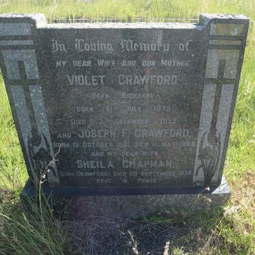 CRAWFORD Joseph F. 1881-1966 &amp; Violet RICKERBY 1875-1952 :: CHAPMAN Sheila nee CRAFWORD -1974