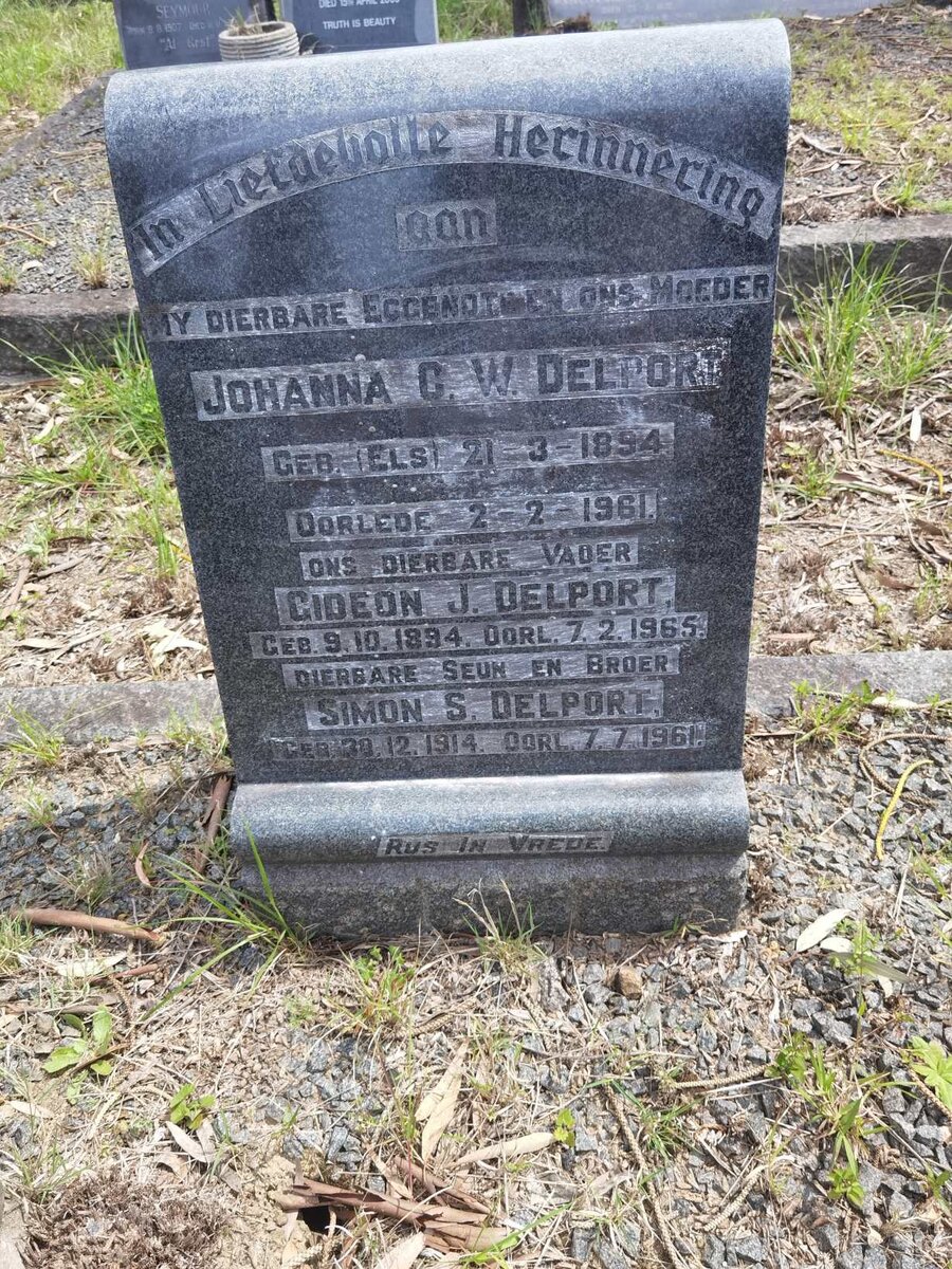 DELPORT Gideon J. 1894-1965 & Johanna C.W. ELS 1894-1961 :: DELPORT Simon S. 1914-1961