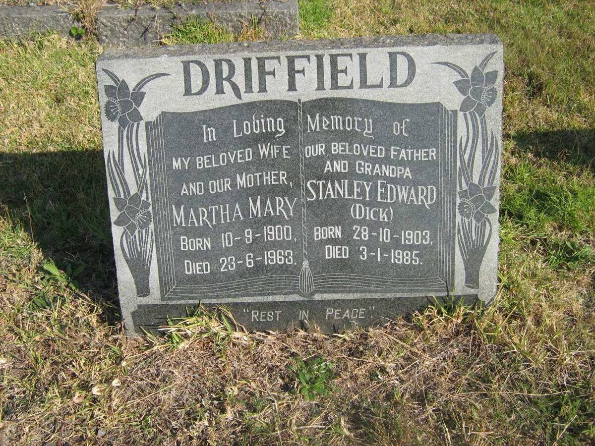 DRIFFIELD Stanley Edward 1903-1985 &amp; Martha Mary 1900-1963
