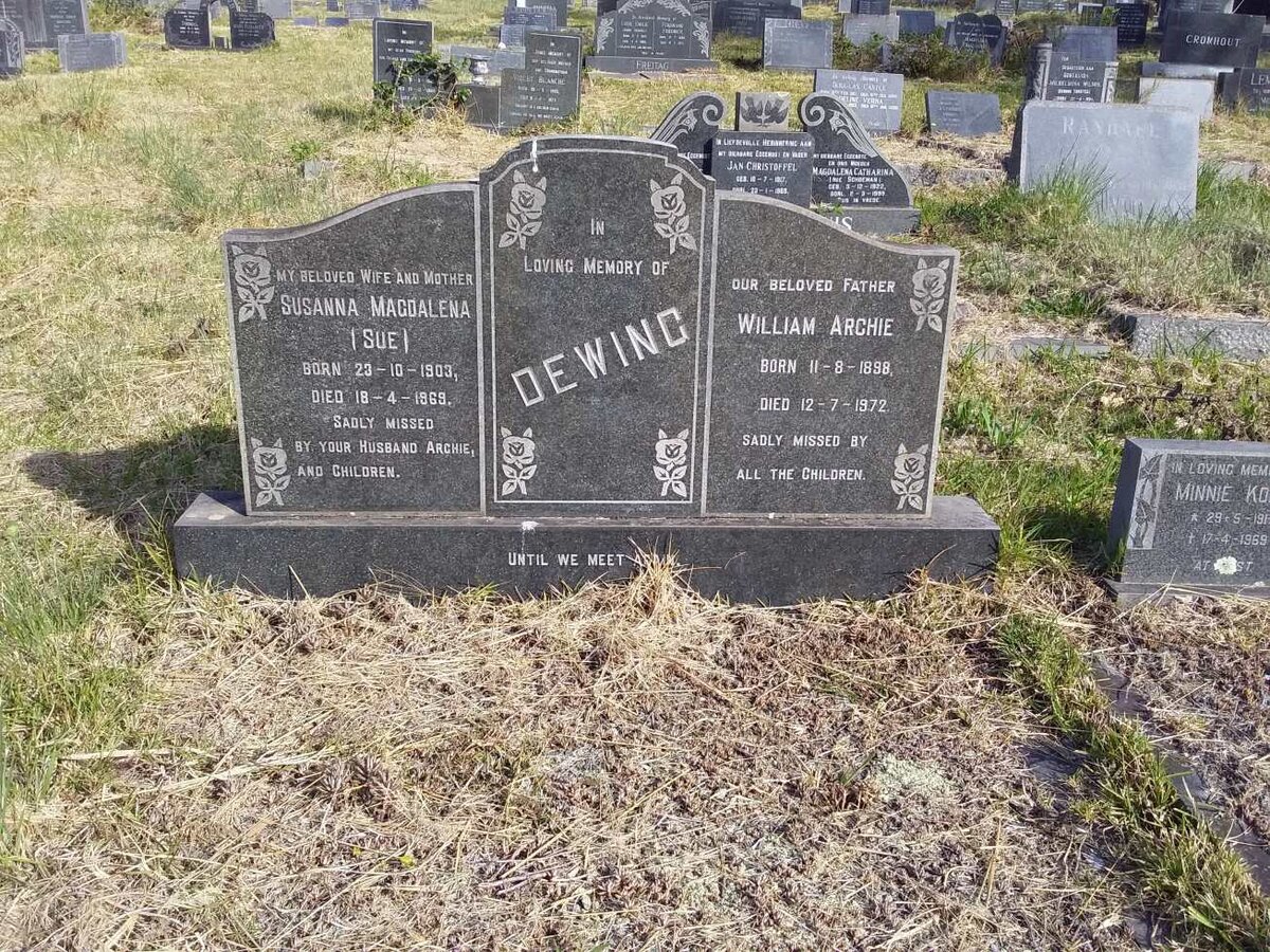 DEWING William Archie 1898-1972 &amp; Susanna Magdalena 1903-1969