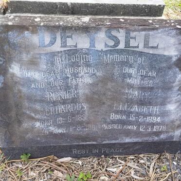 DEYSEL Renier Gerhardus 1891-1961 & Mary Elizabeth 1894-1978