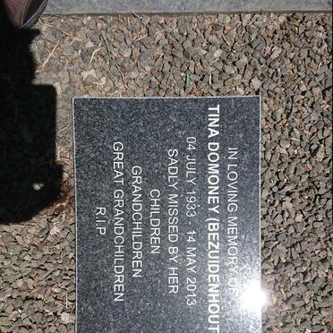 DOMONEY Tina nee BEZUIDENHOUT 1933-2013