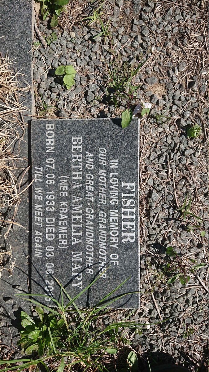 FISHER Bertha Amelia Mary nee KRAEMER 1933-2015