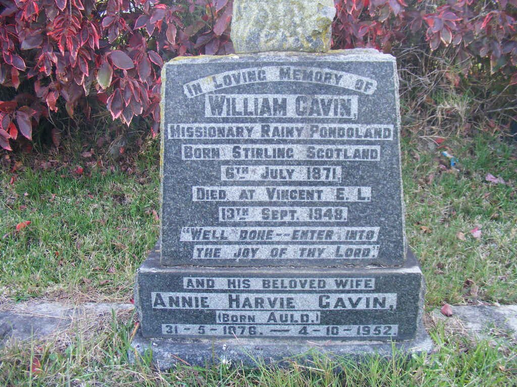 GAVIN William 1871-1948 &amp; Annie Harvie AULD 1876-1952